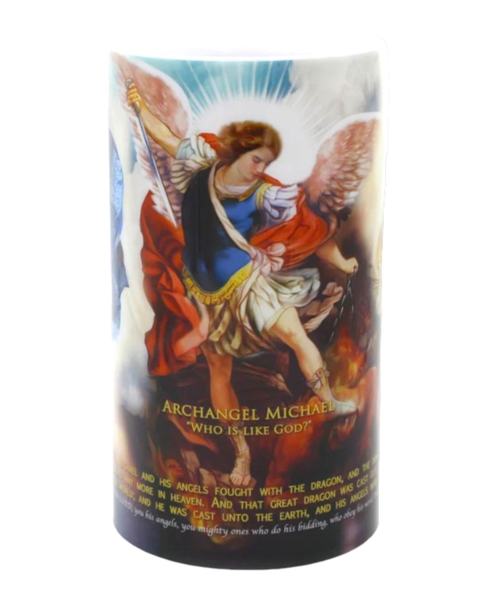 Three Archangels - LED Candle Large - JMJ Catholic Products#variant
