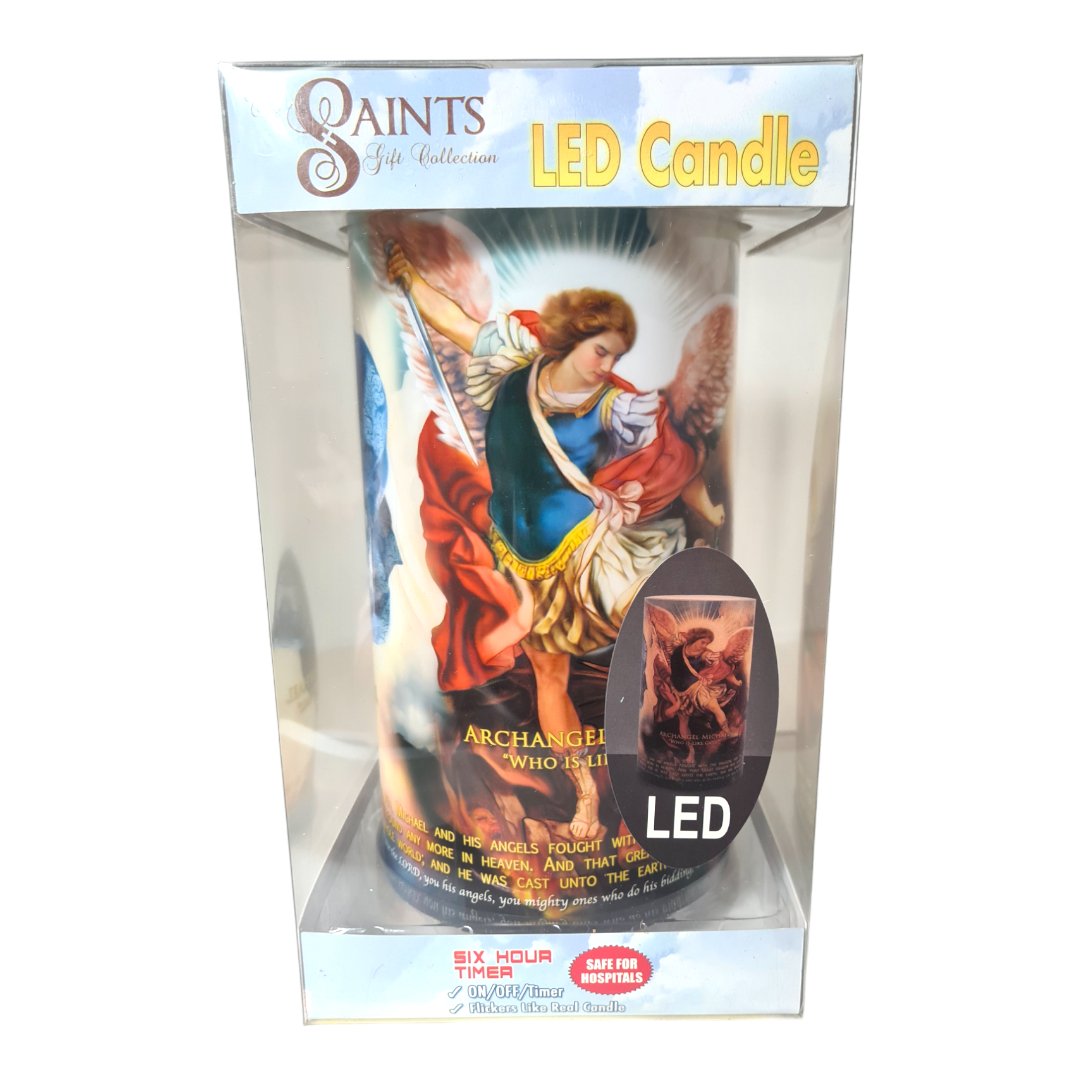 Three Archangels - LED Candle Large - JMJ Catholic Products#variant