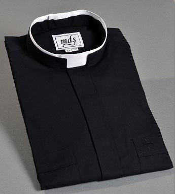 Tonsure Collar Clergy Shirt — Black (70% Cotton) - JMJ Catholic Productsvariant