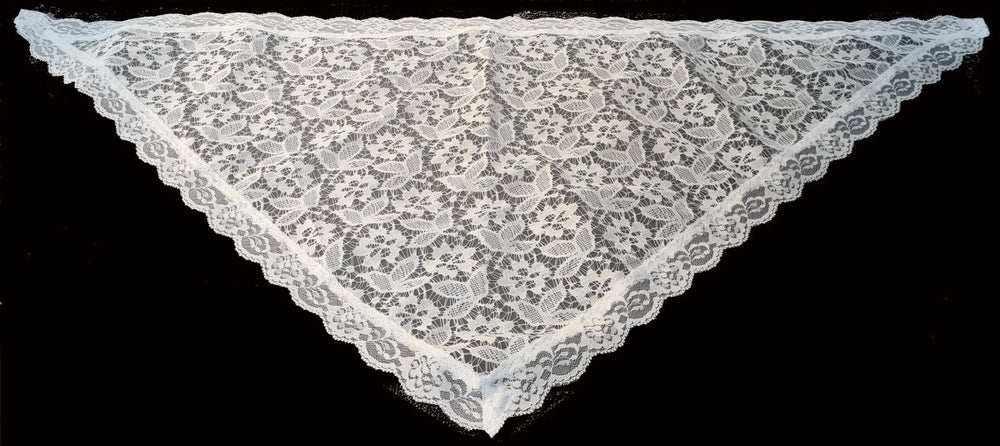 Triangular Mantilla, with wide lace Hem. White (free shipping) - JMJ Catholic Products#variant