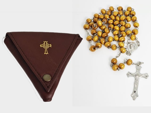 Triangular Rosary Case — Sheepskin Leather (2 Colours) - JMJ Catholic Productsvariant