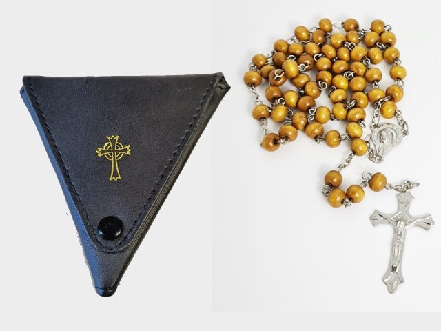 Triangular Rosary Case — Sheepskin Leather (2 Colours) - JMJ Catholic Productsvariant