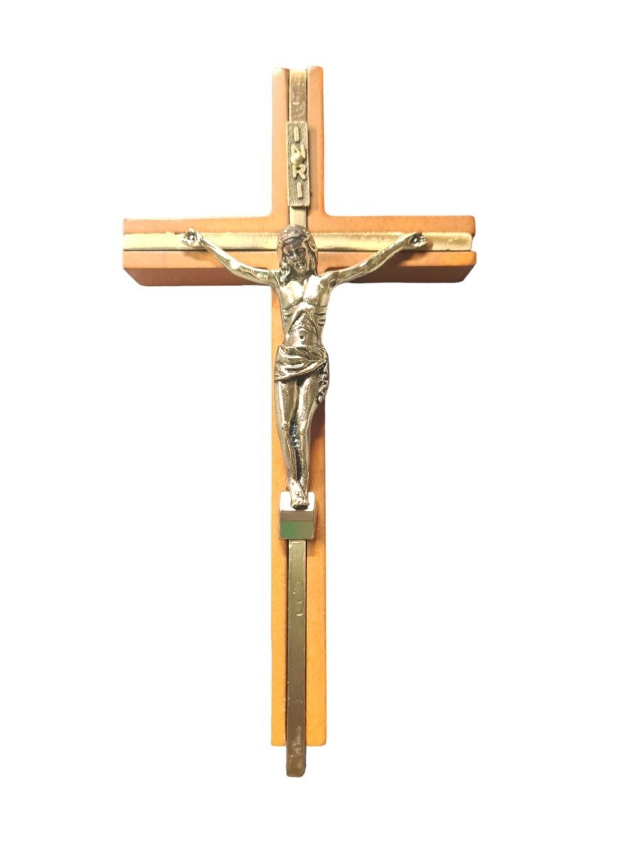 Wooden Gold Crucifix 20cm - JMJ Catholic Products#variant